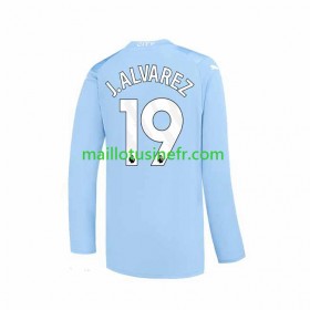 Maillot de Foot Manchester City J. ALVAREZ 19 Domicile 2023-24 Manches Longues